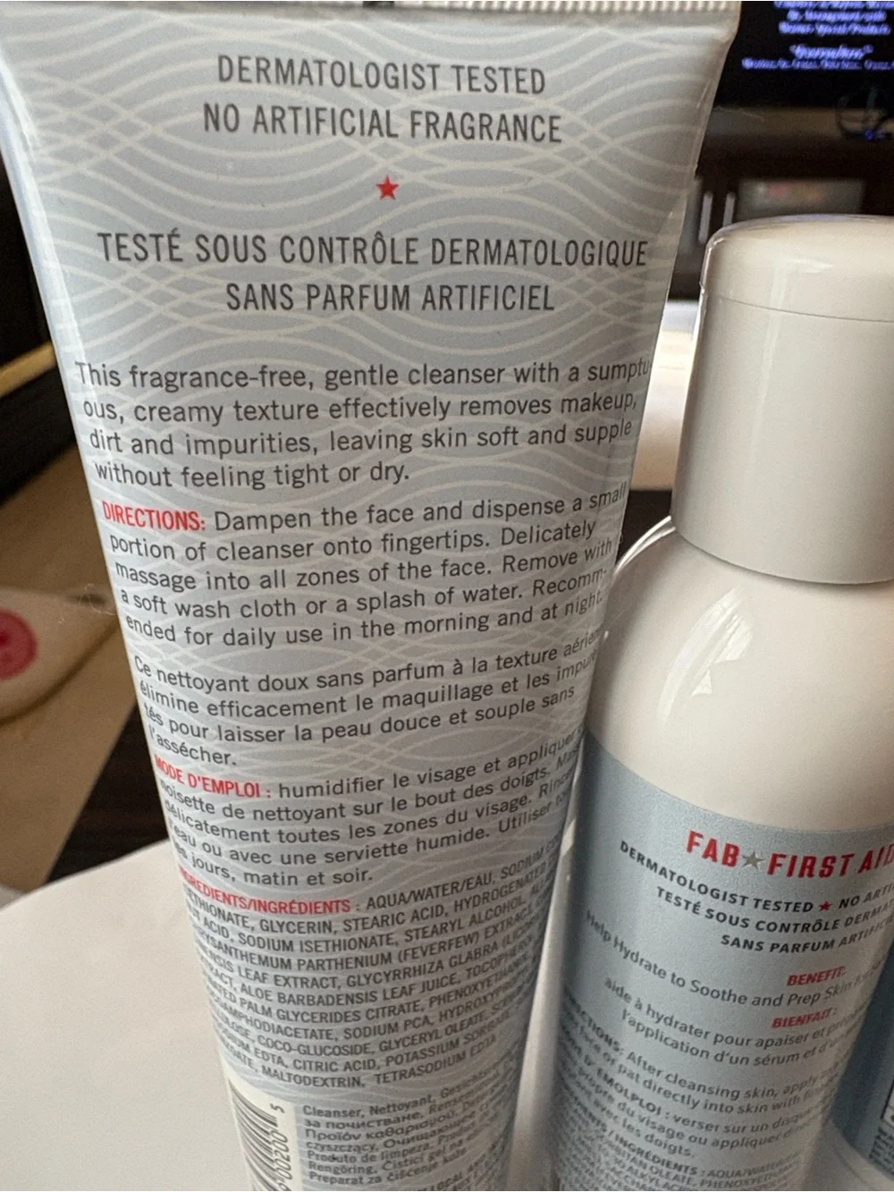 First Aid Beauty Hydrating Toner & face cleanser & ultra repair crème